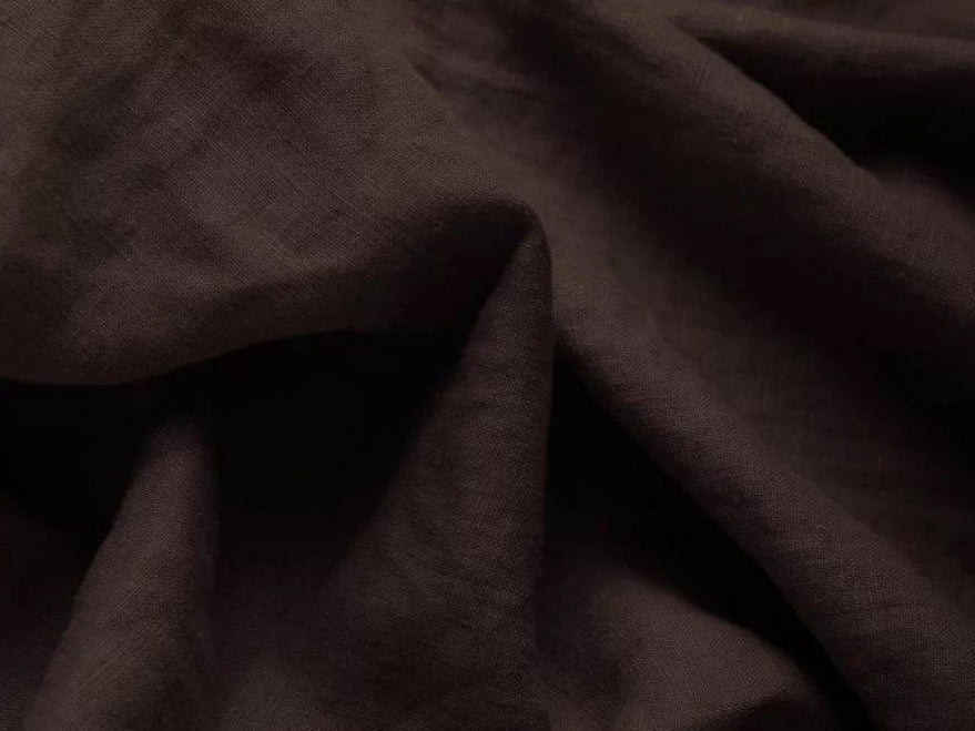 Dark brown stone washed linen