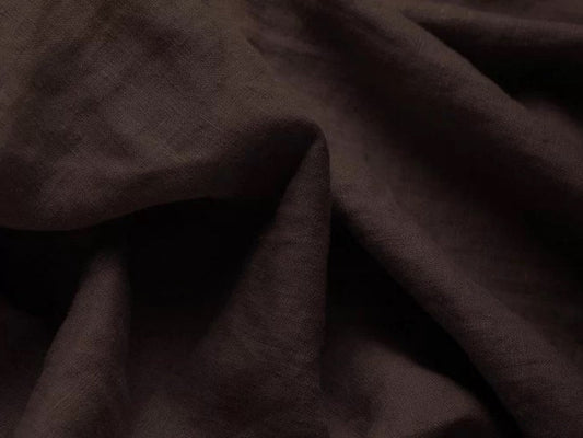 Dark brown stone washed linen